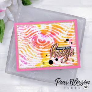 Rainbow Woodgrain Card Pink and Orange Heffy Doodle