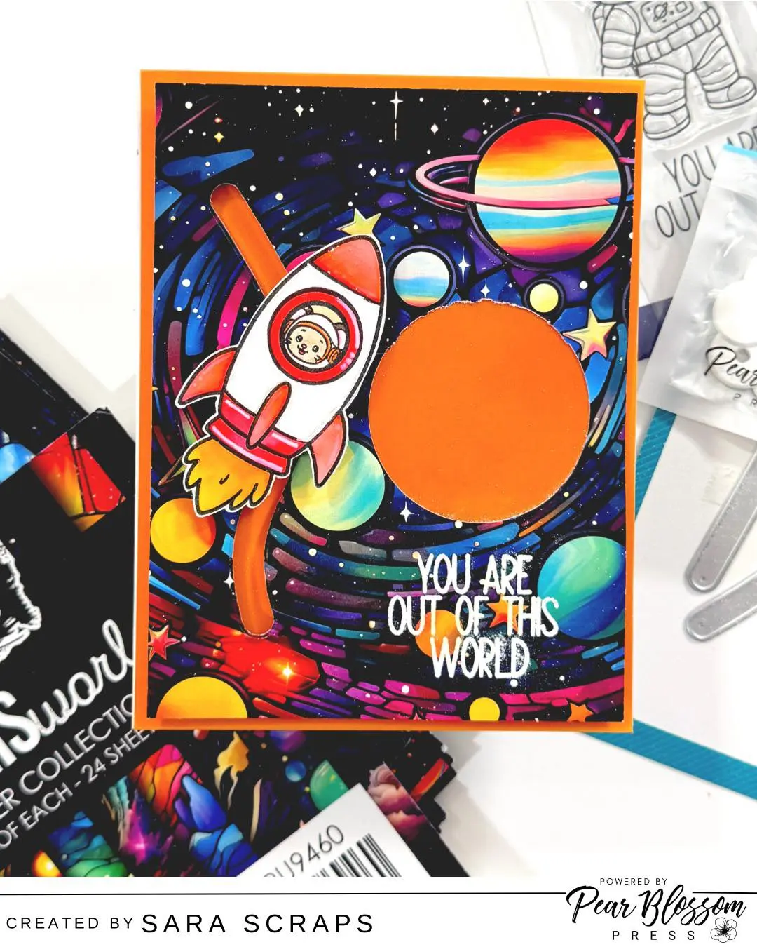 @sara.scraps combined the Pear Blossom Press Snap n’ Slides with EZ Lights to create an interactive space-themed card that’s packed with fun. Slide the rocket into position, press the button, and watch the glowing planet light up for a stellar surprise! 
Interactive cards are a great way to add a little extra wow factor, and the Snap n’ Slide system makes it so easy to create movement on a project.
#pearblossompress  #cardmaking #interactivecards