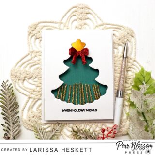 Hello Crafty Friends!! Larissa here today to share a Festive Holiday Card using the NEW Beaded Rainfall Kit!! SWOON!! I LOVE all of the different ways you can use this Kit!! I’ve paired it with some products from Trinity Stamps and I hope it INSPIRES you to create some Holiday Cards too!! Happy Crafting, Friends!! #BeadedRainfallKit #PearBlossomPress #TrinityStamps #HolidayCards #InteractiveCards