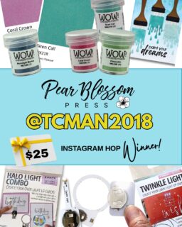 Congrats to our winner -- Chris Pochatek @tcman2018 You won a $25 gift voucher to shop Pear Blossom Press! Please email designteam@pearblossompress.com to claim your prize before Sept 18th.

Check the  @wowembossing  socials to see if you are the lucky winner of the $25 gift voucher to shop at WOW! Embossing Powder!!

Big thanks to everyone for supporting both of our companies and all the creators who shared inspiration for this collaboration hop. We appreciate you! 💗