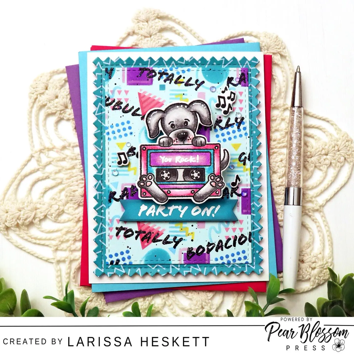 🪩🥳PARTY ON!! 🥳🪩
Who’s ready to Party!!?? Today I’m sharing this Totally Rad Birthday Card using NEW Products from Newtons Nook Designs!! Then I’ve added an Action Wobbles Pop-up Spring to help make the Dog Image Dance along with the 80’s Music playing on his Cassette Tape!! This is SURE to bring a Smile and SEVERAL Hours of ENJOYMENT to the recipient!! Happy Crafting, Friends!! 🩵 #pearblossompress #actionwobbles #interactivecards #newtonsnookdesigns #wowembossingpowder