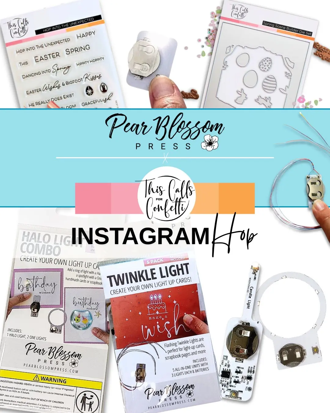 👉🏻🌟 Crafty Collaboration Hop ✨! 🙌 Join me in celebrating a two amazing companies -- @pearblossompress and @thiscallsfor_confetti!

˗ˏˋ ★ ˎˊ˗ Join in the FUN! ˗ˏˋ ★ ˎˊ˗
Hop along with us by following the IG Hop Lineup below.  You’ll see some awesome light-up cards along the way!  Plus, Pear Blossom Press will be giving away a $25 gift voucher! 

🎁 GIVEAWAY 🎁 Enter to win before April 3 at 11:59 PM EST.  Winners will be announced on the @pearblossompress Instagram account after April 6!

👉 Follow @pearblossompress, @thiscallsfor_confetti and me
👉 Like and Comment
👉 Tag your friends for extra entries

Hop Lineup:
💡Pear Blossom Press - @pearblossompress
💡Karen - @alittlekinder
💡Jessie - @chevy.scott 
💡Carrie - @misscarriescreations
💡Cassie - @cassietcards
💡Deepa - @deezinesbyd
💡Irene - @artemismade1
💡Bea - @beawitched_by_cards
💡This Calls For Confetti - @thiscallsfor_confetti
.
.
DISCLAIMER & NOTICE: Per Instagram rules, we must mention this is in no way sponsored, administered, or associated with Instagram or Facebook. By entering, entrants confirm they are 18+ years of age, release Instagram or Facebook of responsibility and agree to their terms of use. Please don’t follow and then unfollow. Giveaway accounts do not qualify. Prizes must be redeemed before the expiration dates. Other restrictions may apply.

#thiscallsforconfetti #pearblossompress  #cardmaking #ezlights #lightupcards #instagramhop #ighop #instahop #giveaway