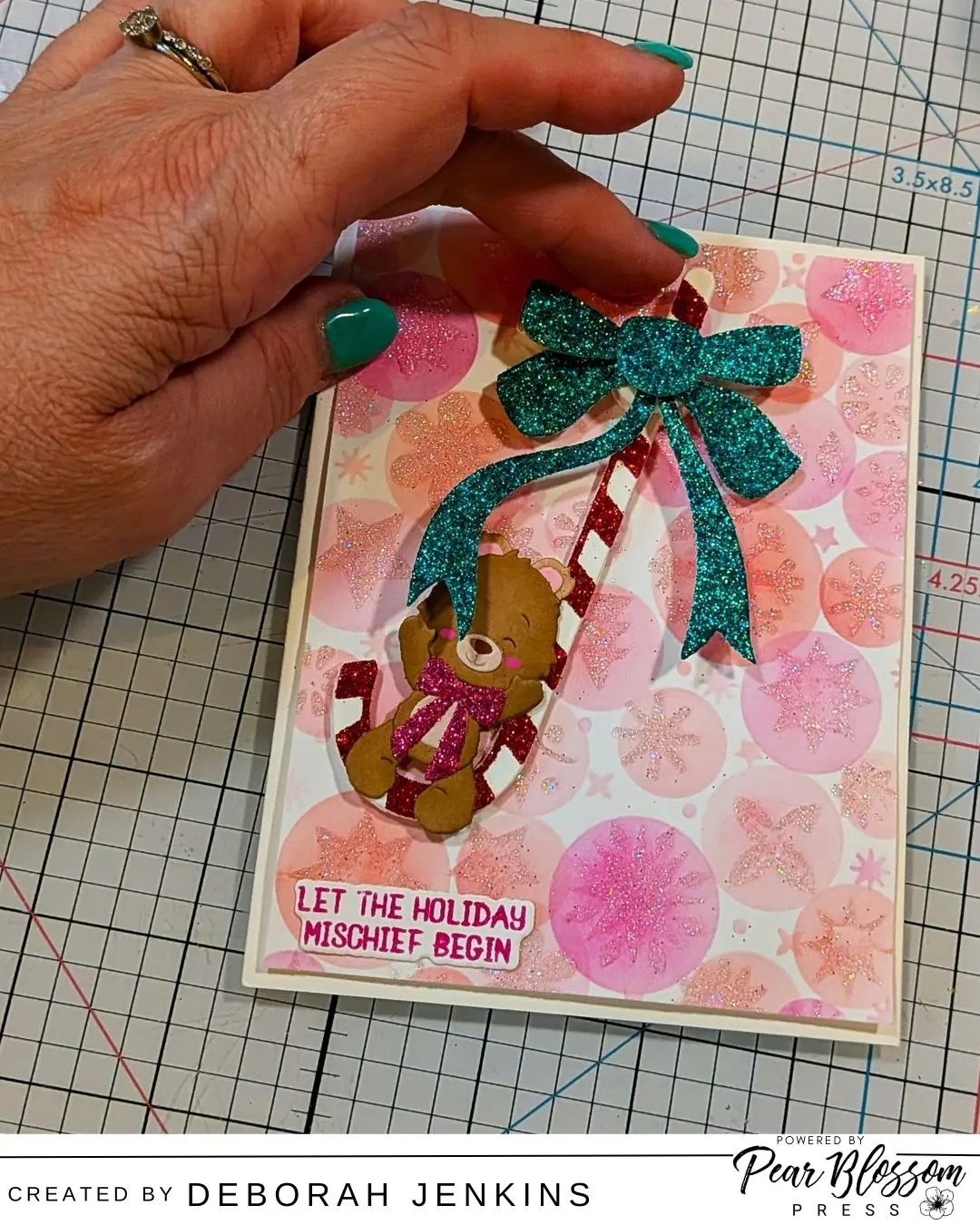 How to make a Swinging Candy Cane Card using PearBlossom Press Snap ‘N Spins